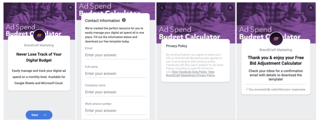 Facebook Lead Generation Ad Example
