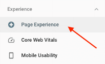 where our web optimization agency looks on the search console menu to find page experience stats