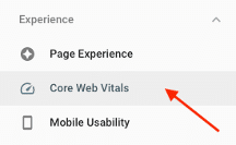 where our web optimization agency looks on the search console menu to find core web vitals