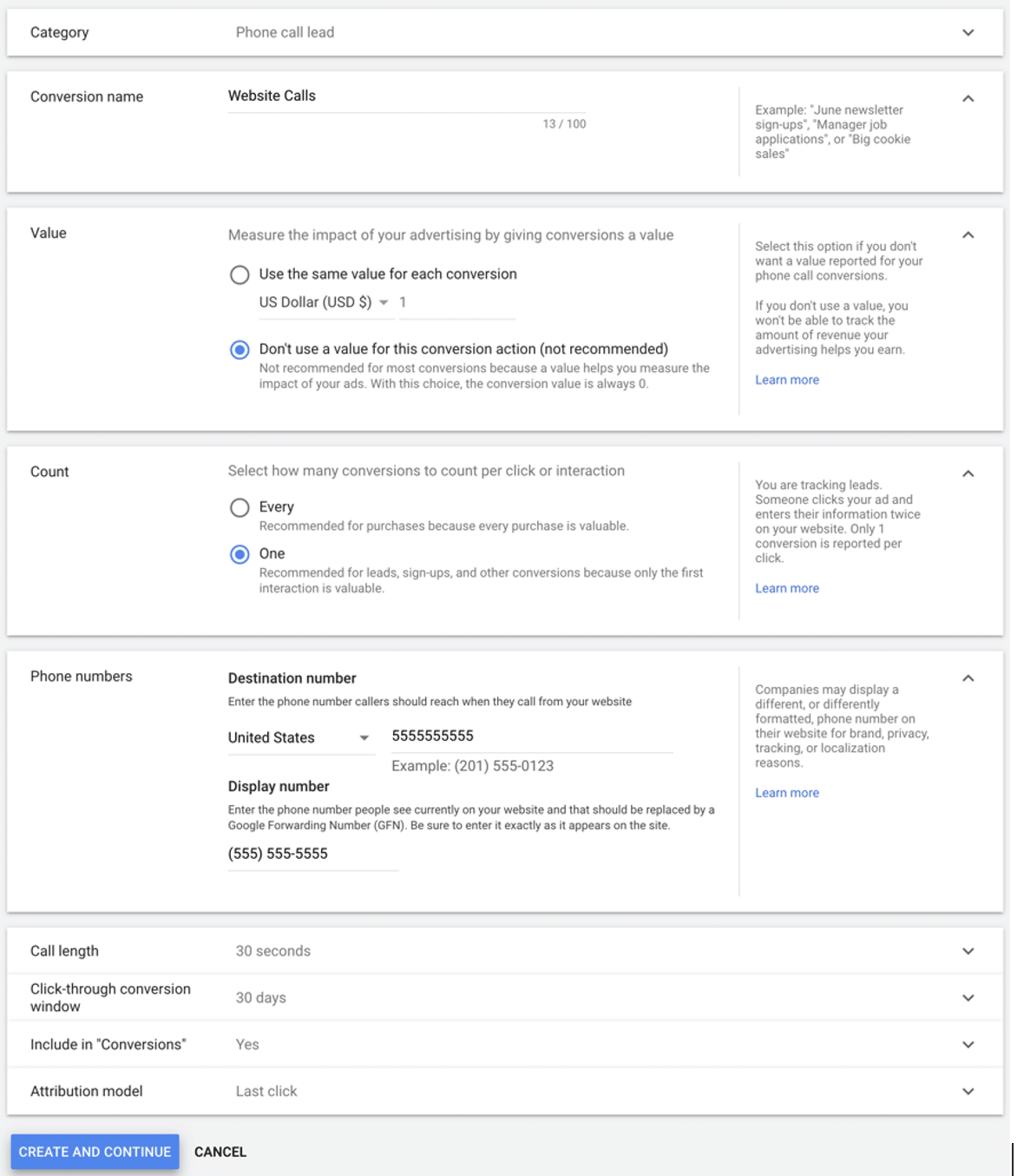 example of editing trigger events on your Google ad account